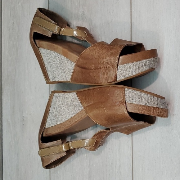 Anthropologie Antelope Karise  Ankle Leather Wedge Sandals Shoes sz 39/8 - Picture 8 of 12